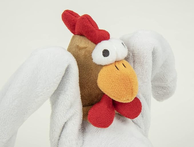 goDog Action Plush Chicken Animated Squeaky Dog Toy, Chew Guard Technology - White, One Size