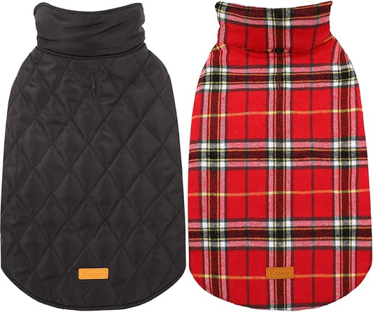 Kuoser Warm Dog Coat, Waterproof Dog Coats for X-Small Dogs, Adjustable Durable Doggie Winter Jacket Reversible Cozy Puppy Cold Weather Apparel from Small to Large Breed, Bright Red XS