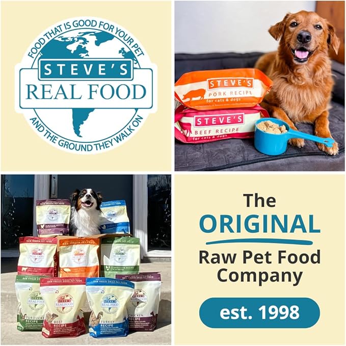 Steve's Real Food Freeze-Dried Raw Nuggets - Beef Recipe - Raw Pet Food for Dogs and Cats - 20 oz