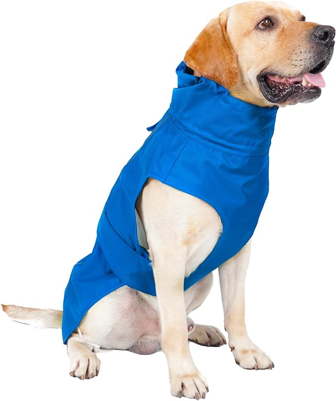 Adjustable Waterproof Dog Raincoat for Dogs,Lightweight Pet Rain Jacket Puppy Clothes with Reflective Strip for Small Medium Large Dogs (Blue, Medium)