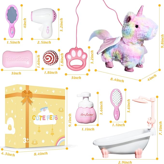 Unicorn Toys for Kids, Toy Unicorns That Walk and Bark, Walking Unicorn Toy for Kids with Leash, Interactive Stuffed Toy with Remote Control, for Girls and Boys Aged 3-7 Year Old