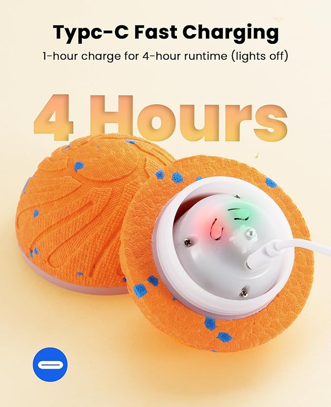 Smart Interactive Dog Balls, Automatic Moving Ball for Medium and Large Dogs, E-TPU New Material, Motion Activated Rolling & Rotating Bouncy Toy for Dog Enrichment & Stimulation