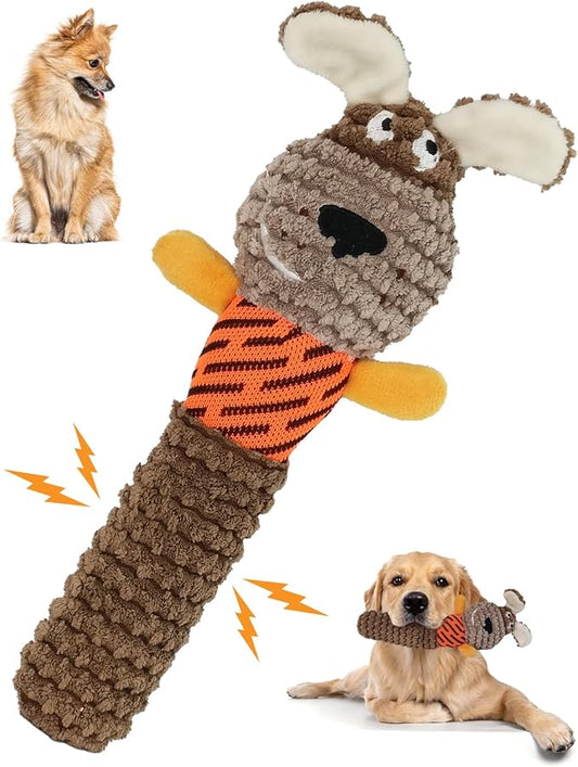 Squeaky Dog Toys for Small Dogs, Interactive Dog Plush Toy for Aggressive Chewers, Tough Chew Gifts for Puppy Teething to Keep Them Busy and Relieve Boredom (Brown Dog)