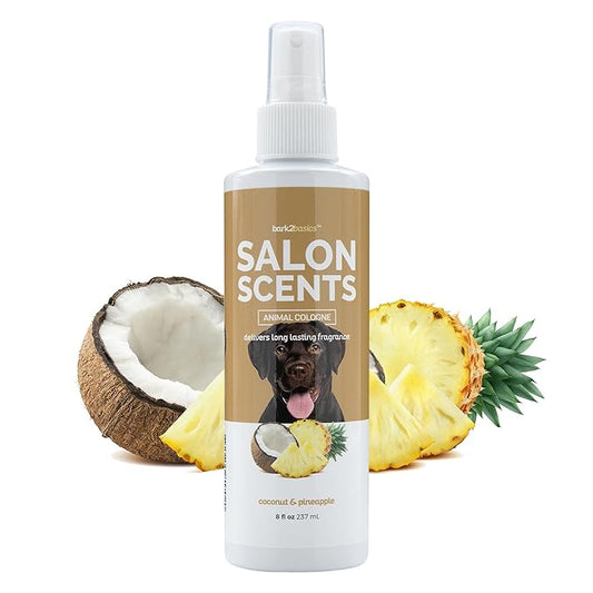Bark2Basics Salon Scents Pet Grooming Cologne - 8 oz, Natural Professional Grade Perfume for Dogs and Cats, Spray, Long Lasting, Deodorizing, (Coconut and Pineapple)