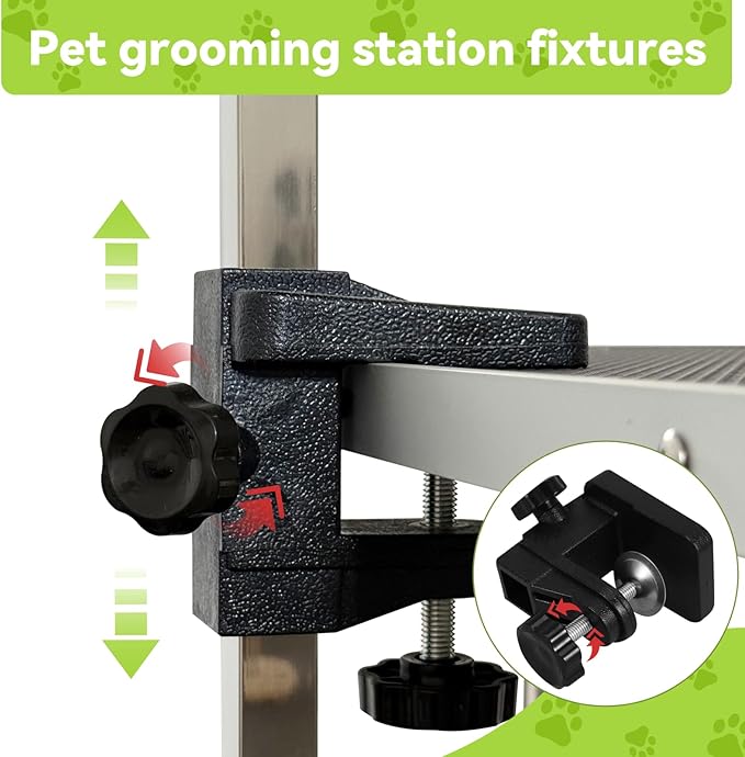 36" Large Dog Grooming Table, Non-Slip Tabletop with Adjustable Armrests, Lasso, Tool Organizer, Grid Tray, Foldable Home Pet Station, Maximum Weight Capacity 330 lbs,Blue