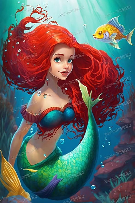 Cartoon Redheaded Mermaid 500 Pieces Puzzles - Marine Jigsaw Puzzle for Beginners, Each Piece is Unique, Best Gifts for Family