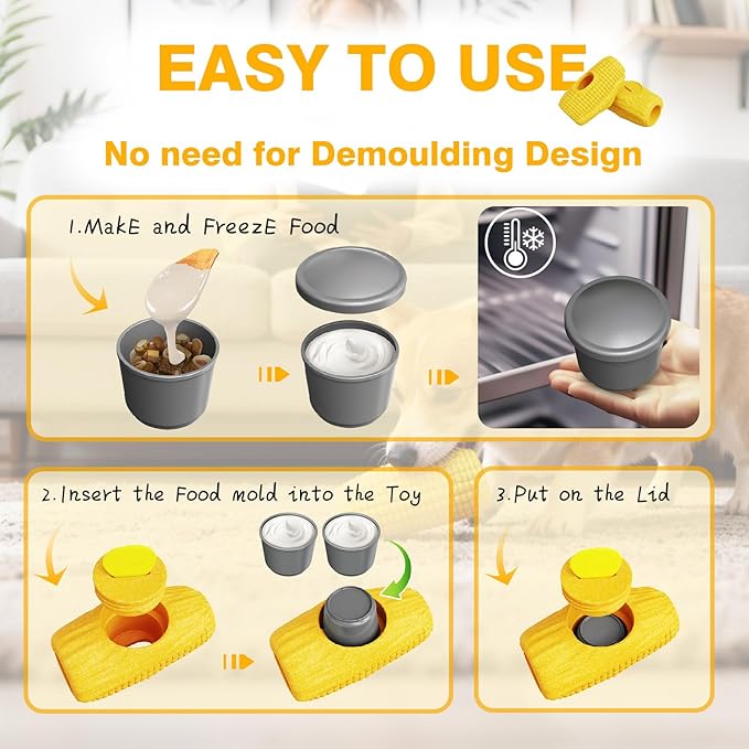 Interactive Dog Toys for Aggressive Chewers, Dog Toy to Keep Them Busy, Corn-Shaped Durable Dog Chew Toys for Large & Medium Breeds, Frozen Treat Holder for Anxiety Relief & Dental Care