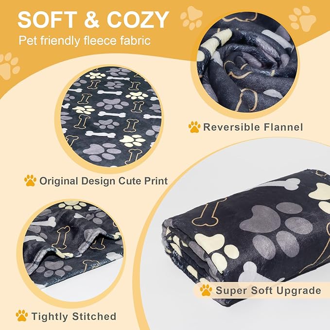 Dog Blanket for Medium Dogs Washable - Soft Fluffy Puppy Blanket with Premium 300GSM Coral Fleece, Cozy Calming Cat Blankets for Indoor Cats for Kitten Doggy, Black