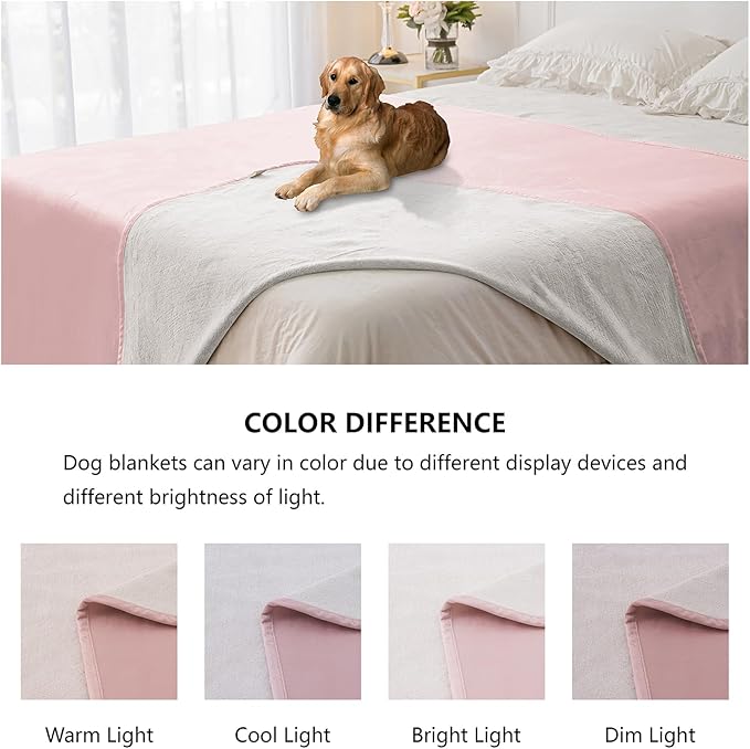 Waterproof Blanket for Bed Protection, Washable Dog Blankets for Couch, Soft Reversible Pet Throw Furniture Protector Cover for Sofa-82"x120",Pink+Cream
