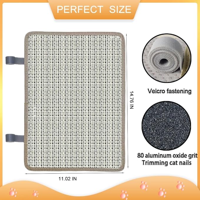 Cat Nail File Scratcher, Sisal Cat Scratch Pad Wrapped Around a Cat Scratcher Post or Cat Tower, Cat Nail File with 80 Aluminum Oxide Grit, to Help Protect Furniture and Help Trim Cat's Nails