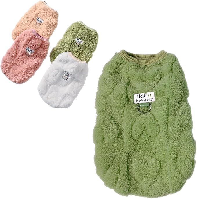 Warm Cat Apparel Cute Fluffy Cat Sweatshirt Cartoon Kitten Winter Coat Pullover Soft Skin-Friendly Knitwear (Large, Green)