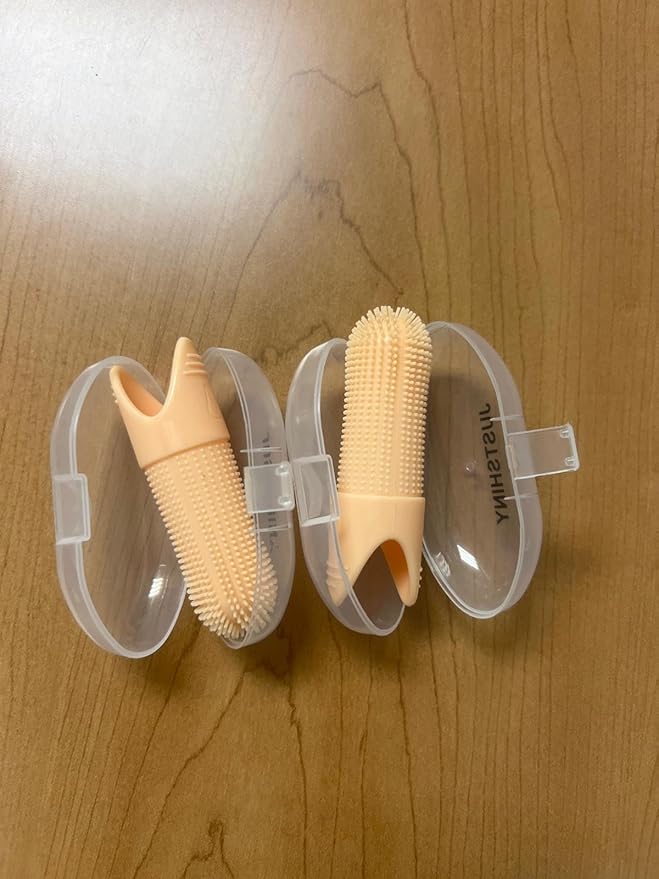 Pet Grooming Set – 1 Brush + 2 Toothbrushes (Soft & Finger) for Dogs & Cats(Yellow Handle)