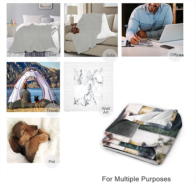 Custom Blanket with Photos for Cat Mom Ever, Personalized Blankets with Picture for Pets Lover Family Women Men Souvenirs, 4 Photos Collage, Made in USA