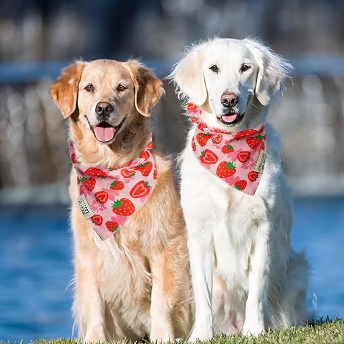 SCENEREAL Summer Dog Bandana, Double Side Dog Scarf for Small Medium Large Dogs Cats Puppy,Holiday Bandanas for Dogs Boys Girls, Premium & Soft Fabric Pet Accessories for Birthday Party Days, (Size S)