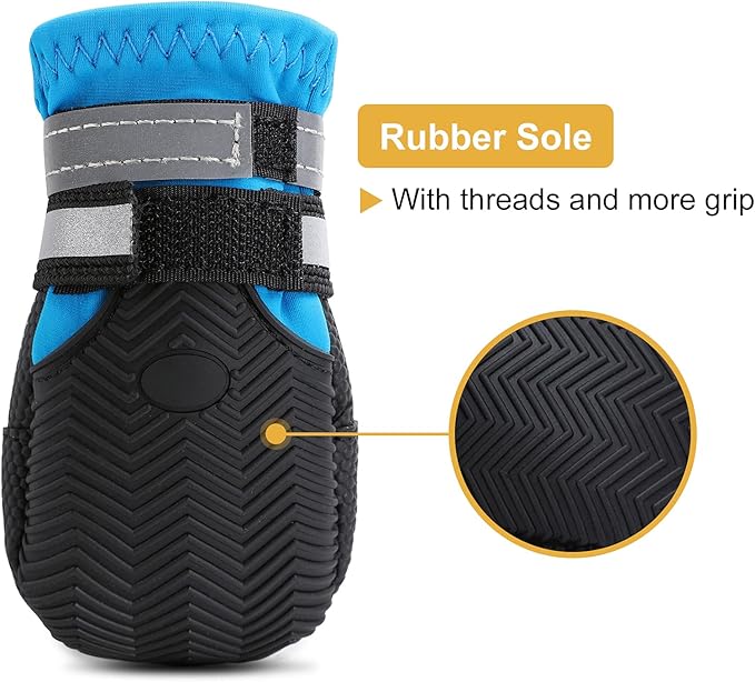 Dimicoo Water-Resistant Dog Boots for Medium Large Dogs,Non-Slip Dog Shoes for Winter Snow,Lightweight Paw Protector for Cold Pavement,Soft Dog Booties for Outdoor Walking Indoor Hardfloors