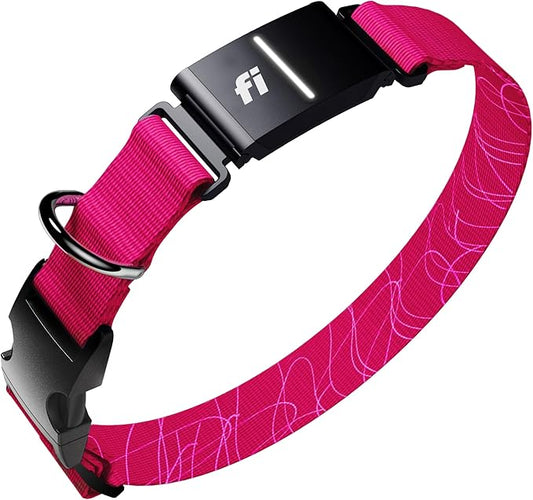 New Fi Series 3+ Smart Dog Collar - GPS Dog Tracker and Activity & New Fitness Monitor, Waterproof, LED Light, Escape Alerts, Nationwide Coverage [Free 6 Month Membership] (Pink, X-Small)
