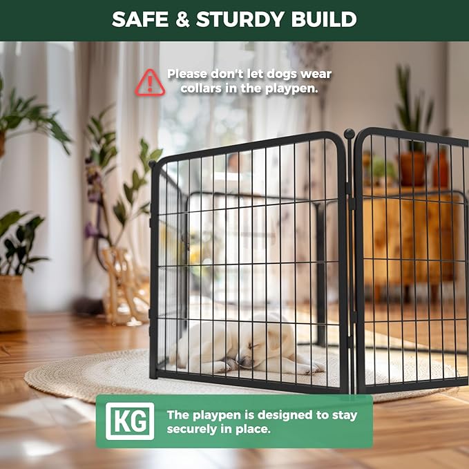 FXW Homeplus Unleashed Indoor Dog Playpen - Stress-Free and Safe Play, Heavy Duty 24 Inch 16 Panels Dog Pen for Puppy and Small Dogs, Black│Patented