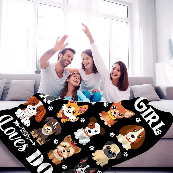 Dog Blanket Puppy Plush Gifts Just A Girl Who Loves Dog Blankets Ultra Soft Cozy Flannel Throw Blankets Bedding for Kids Girls Adults Women Gifts 50"x40"