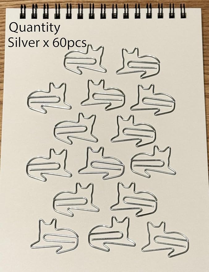 Cat Cute Paper Clips, 60PCS Cat Shaped Paper Clips Animal Bookmarks Clips, Assorted Colors, Fun Office Gifts for Women Men Coworkers Teachers Students Girls Boys, Christmas Gifts