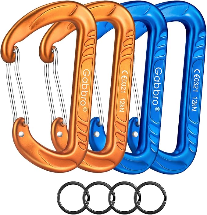 Gabbro Carabiner Clips Heavy Duty, | Wiregate Snap, Screw Locking, Aluminum, Lightweight Caribeener | for Hammock, Hiking, Camping, Water Bottle, Dog Leash Harness, Keychains