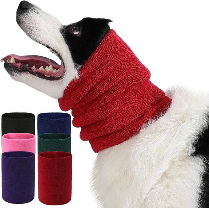 Dog & Cat Calming Band Cat Anxiety Relief Cover,Double Layer Thickened Pet Ears Elastic Neck Band Noise Cancelling Ear Muffs for Anxiety Relief/Noise Protection,Grooming,Thunder,Fireworks