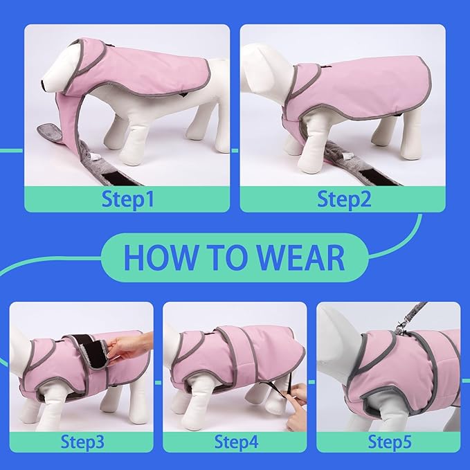 MIGOHI Warm Dog Coat Winter Dog Jacket,Waterproof Cold Weather Coats for Dogs,Fleece Jacket for Small Medium Large Dogs,Reflective Thick Fleece Vest with Leash Hole