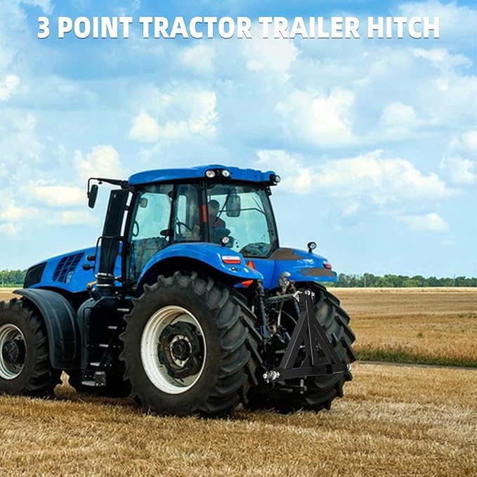 3 Point Hitch Receiver, 3 Point 2" Trailer Hitch Receiver with Pins, Drawbar Adapter Category 1 Tractor Tow Compatible for Kubota, Cat, John Deere, BX, LM25H, WLM Tractor, NorTrac, Yanmar, Kioti, Farm