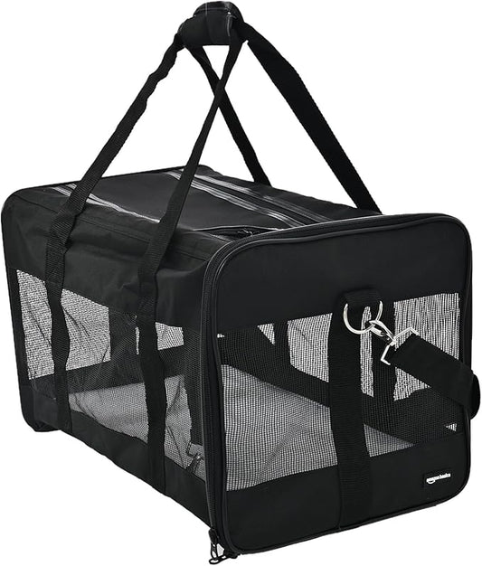 Amazon Basics Soft-Sided Mesh Pet Travel Carrier for Dog, Cat, up to 16 pounds, 16.5" L x 10.6" W x 11" H, Black