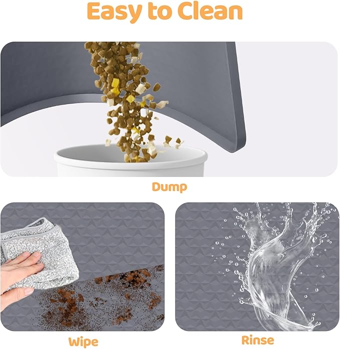 Dog Food Mat, Extra Large 51" x 25.6" Silicone Pet Feeding Mat with Raised Edge Pet Placemat for Small, Medium, and Large Pets Non-Slip, Easy to Clean (Dark Grey)