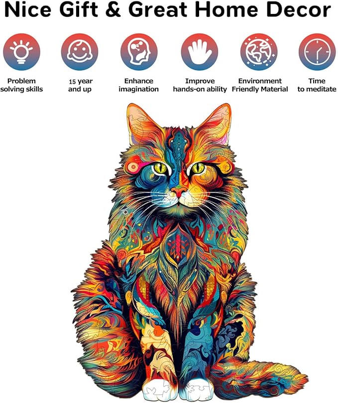 Jigfoxy Wooden Puzzles for Adults, Unique Animal Shape Wood Jigsaw Puzzles Gifts for Adults, Challenging Jigsaw Puzzle（XL-23.6 * 18.9in-620pcs）