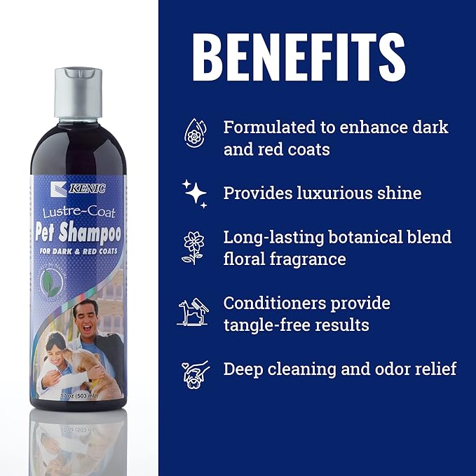Kenic Dark Coat Dog & Cat Shampoo, Restores Shine and Vibrancy, Cruelty Free Soap & Paraben Free Professional Grooming Formula Made in USA