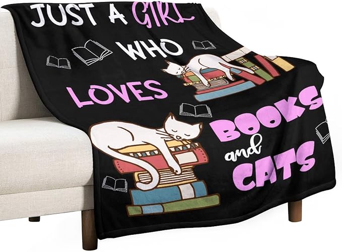Cat Blanket Gifts - 30"x40" Cute Throw Blanket for Adults Kids - Black Soft Plush Throws for Bed, Couch & Travel