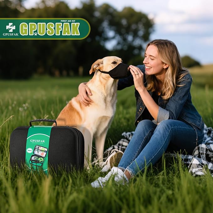 Pet First Aid Kit for Dogs - Pet Emergency Kit for Camping Hiking Traveling Hunting and Sports (Green)