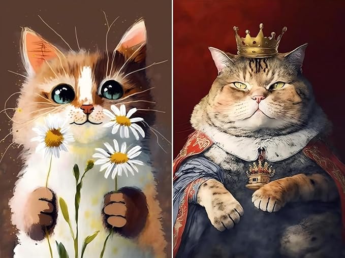 Cartoon Cat Illustration1 1000 Piece Jigsaw Puzzle - Two Piece Set Wooden Adult Jigsaw Puzzles with Challenging Brain Challenges - Great for Puzzle Lovers 20 X 30 inch