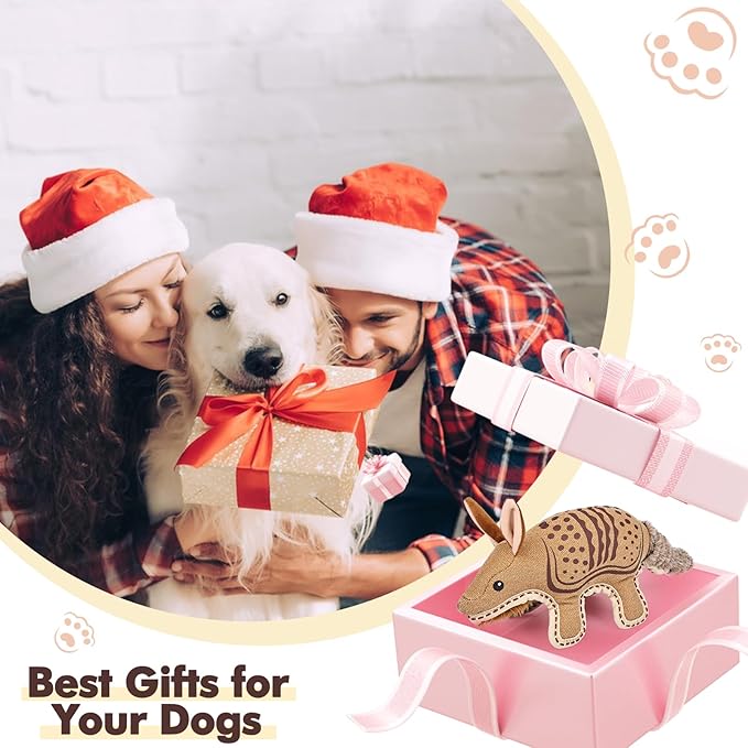 Tough Durable Squeaky Dog Toys for Aggressive chewers Interactive to Keep Them Busy, Funny Plush Dogs Toy for Small Medium Large Chewer Cute Birthday Gift (Armadillo)