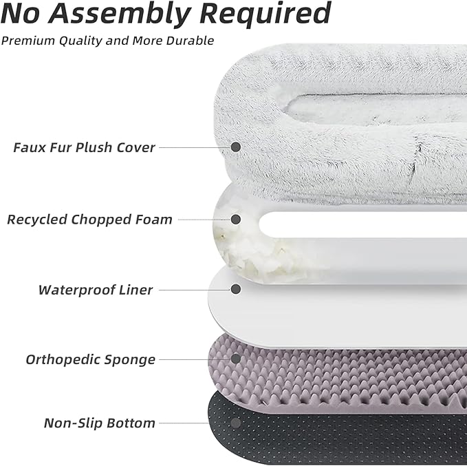 Human Dog Bed, 71''x45''x12'' Size Fits Adult and Pet Washable Giant People DogBed 10 CM Thick Memory Foam Large Oversize Dog Bed with Plump Pillow, Blanket, Strap - Grey