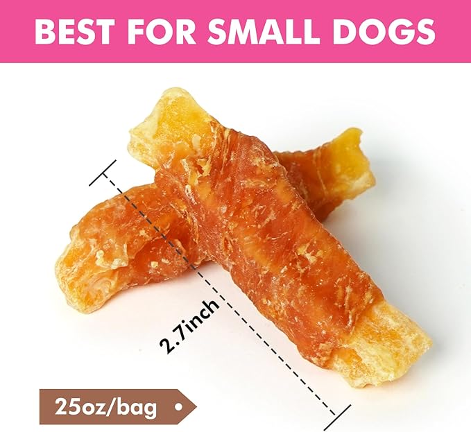 Dog Treats, Chicken Wrapped Sweet Potato Dog Treats, Rawhide Free Healthy Snacks, Soft Chews for Puppy and Small Dogs, 25 oz