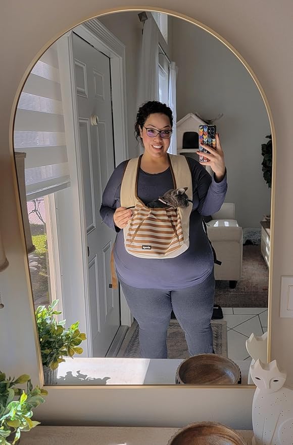 NATUYA Dog Sling Carrier Puppy Carrier, Adjustable Pet Front Sling Carrier Travel Bag with Bottom Pad, Pet Carrier for Small Dog Cat Puppy Traveling Hiking Camping (Khaki, 3-8 lb)