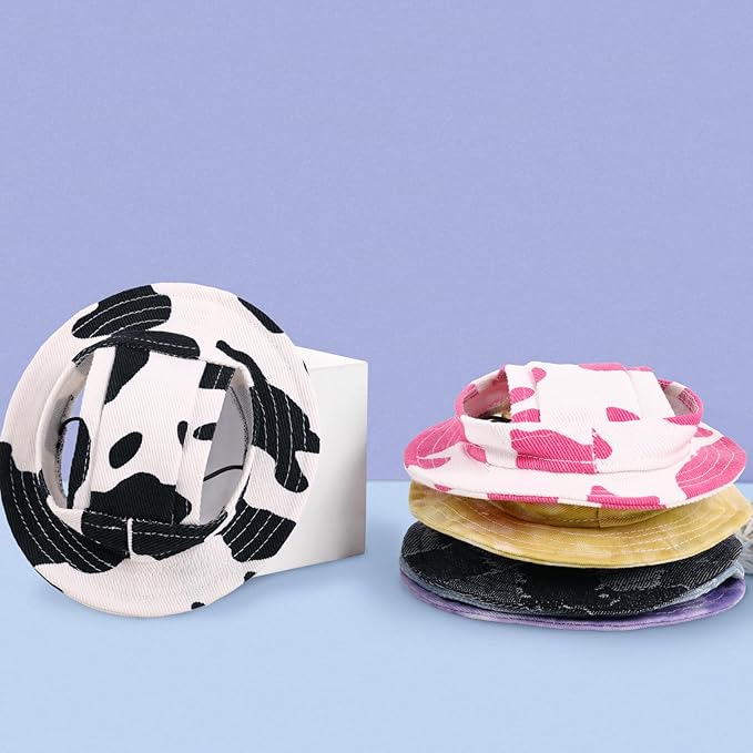 QBLEEV Cat Hats for Cats Only, Sphynx Hat with Ear Hole, Hairless Cat Cowboy Hats for Birthday Party Halloween, Kitten Headwear Sun Sombrero Caps, Chihuahua Sunscreen Baseball Outdoor Climbing Cap