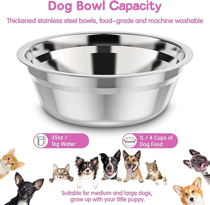 XIAZ Elevated Dog Bowls Large Breed Raised Dogs Bowl Stand Large/Medium Sized Dog 1L Food Water Bowl Stands 5 Heights Adjustable 9/11/12/14in Pink Pet Feeder Dish Station