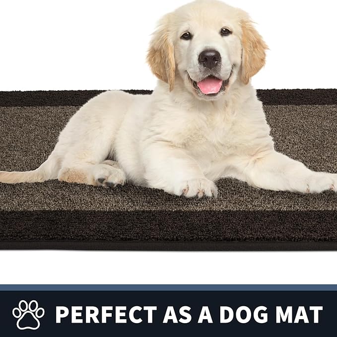 PURRUGS Dirt Trapping Door Mat 24" x 84", Non-Slip/Skid Machine Washable Entryway Rug, Shoes Scraper, Throw Rug, Super Absorbent Area Rug for Muddy Wet Shoes and Paws, Grayish Brown & Coffee