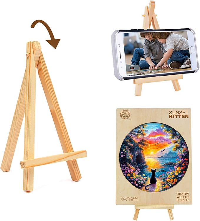 Jigfoxy Wooden Puzzle for Adults, Kitten Wooden Jigsaw Puzzles for Adult, Unique Cat Shape Wood Cut Puzzles, Christmas Thanksgiving Gifts for Friends Family (L-13.4 * 13.4in-300pcs)