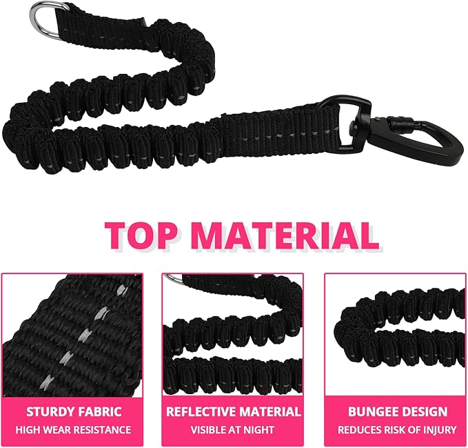 Long Dog Leash 15 FT: Heavy Duty Rope Leashes for Dogs Training with Swivel Lockable Hook Reflective Threads Bungee and Padded Handle - Dog Lead for Large Small Medium Dogs Outside Walking Hiking Red