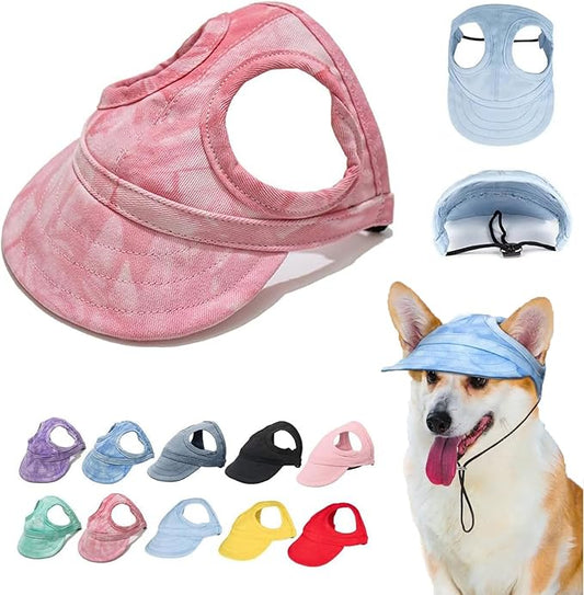 Outdoor Sun Protection Hood for Dogs, Adjustable Dog Sun Protection Baseball Hat Cap, Pet Baseball Hat Cap Visor Sunbonnet Outfit with Ear Holes for Dogs (Cloud Powder, Medium)