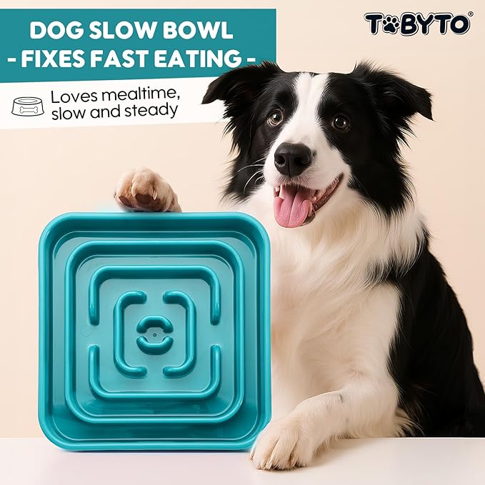 TOBYTO Slow Feeder Dog Bowls for Large Medium Breed, Anti-Choking Pet Slow Feeding Food Bowl, Non Slip Maze Puzzle Dog Feeder Bowl Prevent Bloating,Dark Green