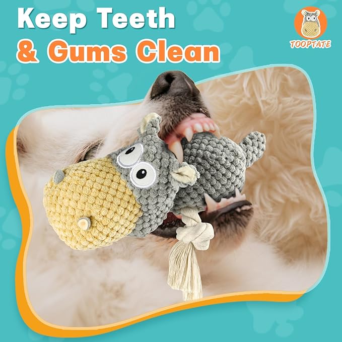 Dog Toys for Aggressive Chewers - Squeaky Dog Toys to Keep Them Busy for Large Dogs (Gray, Medium)