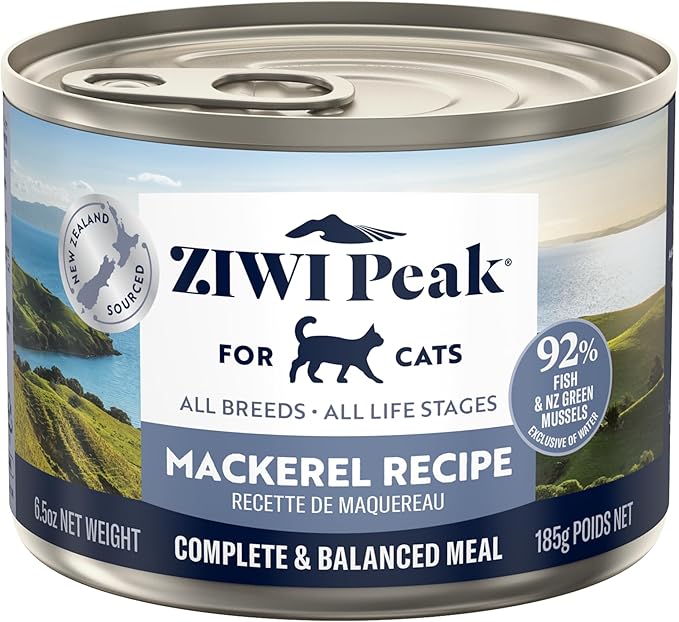 ZIWI Peak Wet Cat Food – All Natural, High Protein, Grain Free, Limited Ingredient, with Superfoods (Mackerel, Case of 12, 6.5oz Cans)