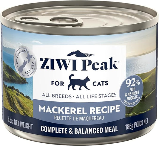 ZIWI Peak Wet Cat Food – All Natural, High Protein, Grain Free, Limited Ingredient, with Superfoods (Mackerel, Case of 12, 6.5oz Cans)