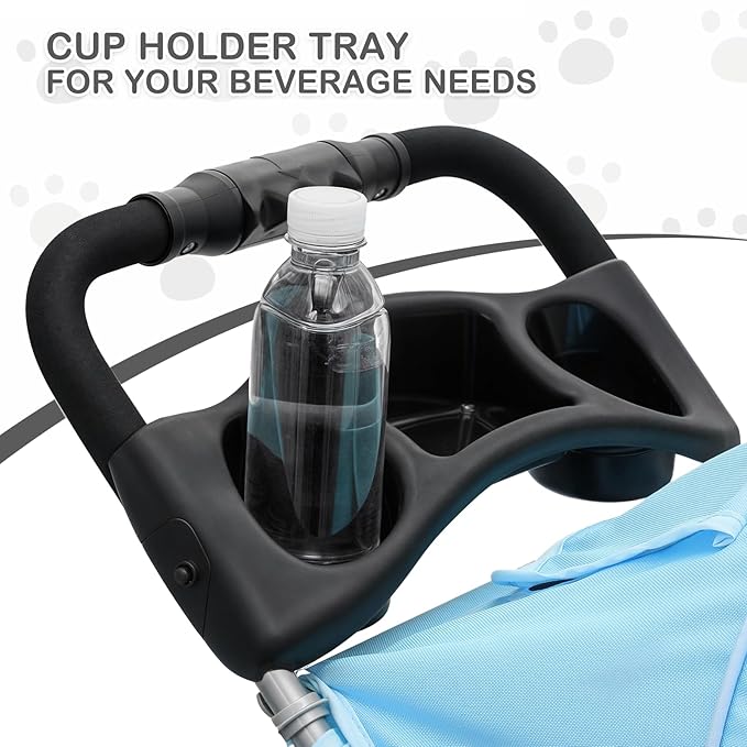 MoNiBloom 3 Wheels Pet Dog Cat Stroller for Small Medium Dogs Cats, Lightweight Foldable Jogger Stroller w/Storage Basket and Cup Holder, Mint Green