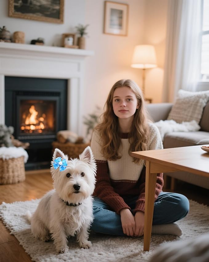 PET SHOW 10 Pack 2" Winter Small Dogs Hair Bows with French Clips Rhinestone Yorkie Barrette Clip Bowknot for Medium Dogs Puppy Pet Snowflake Topknot Cat Grooming Hair Accessories